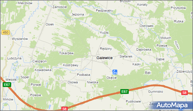 mapa Galewice, Galewice na mapie Targeo