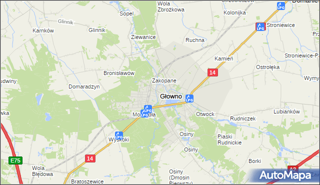 mapa Głowno, Głowno na mapie Targeo