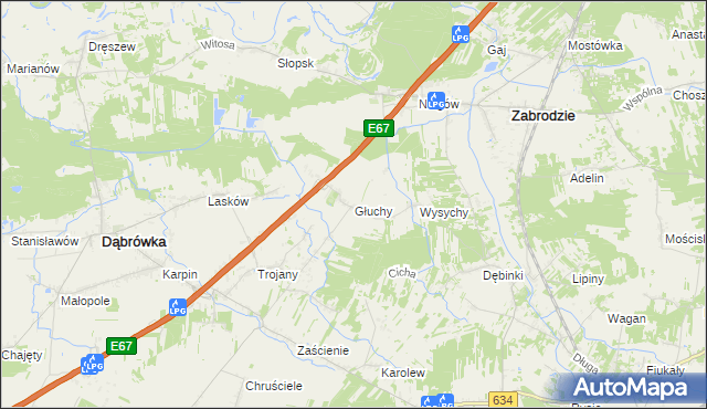 mapa Głuchy, Głuchy na mapie Targeo