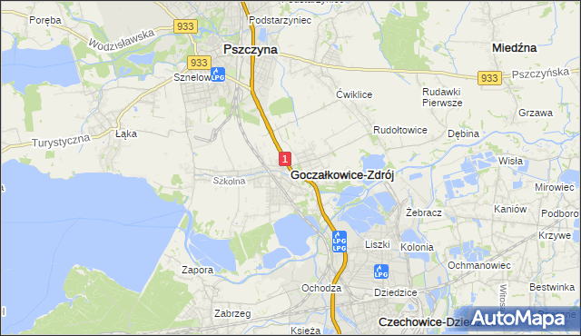 mapa Goczałkowice-Zdrój, Goczałkowice-Zdrój na mapie Targeo