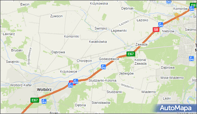 mapa Godaszewice, Godaszewice na mapie Targeo