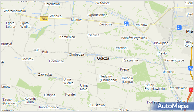 mapa Gołcza, Gołcza na mapie Targeo