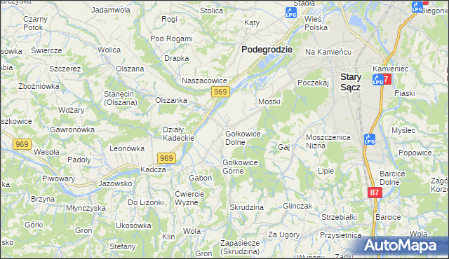 mapa Gołkowice Dolne, Gołkowice Dolne na mapie Targeo