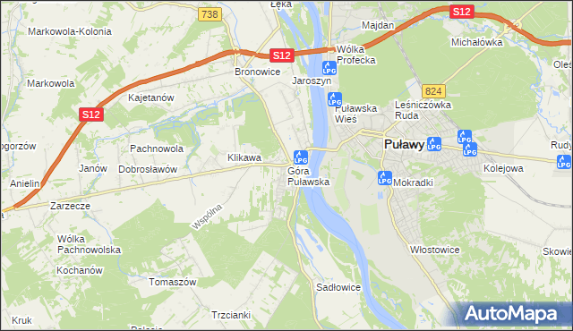 mapa Góra Puławska, Góra Puławska na mapie Targeo