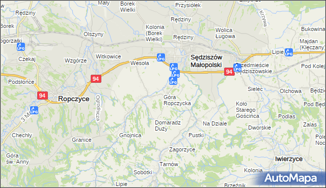 mapa Góra Ropczycka, Góra Ropczycka na mapie Targeo