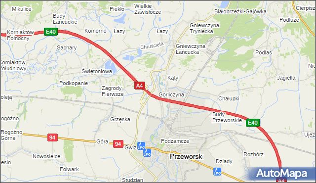 mapa Gorliczyna, Gorliczyna na mapie Targeo