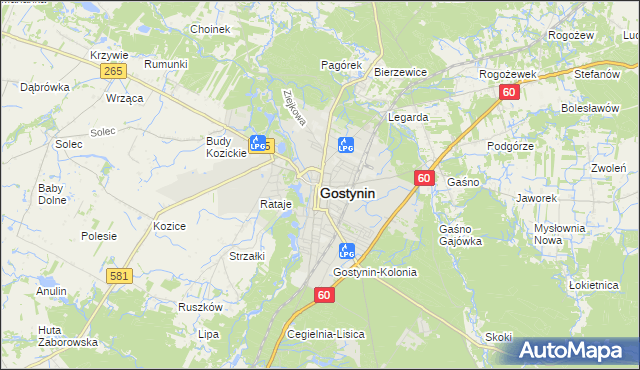 mapa Gostynin, Gostynin na mapie Targeo