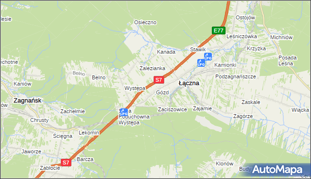 mapa Gózd gmina Łączna, Gózd gmina Łączna na mapie Targeo