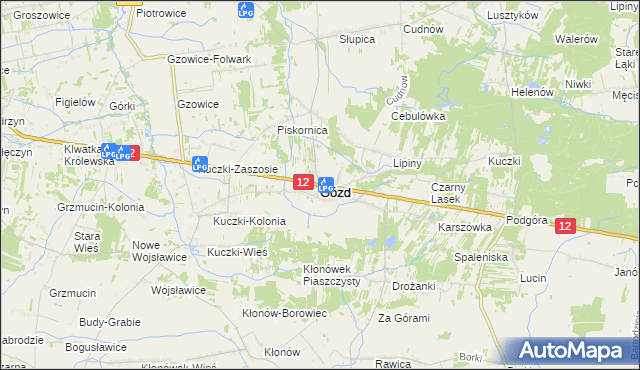 mapa Gózd powiat radomski, Gózd powiat radomski na mapie Targeo