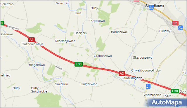 mapa Graboszewo gmina Strzałkowo, Graboszewo gmina Strzałkowo na mapie Targeo