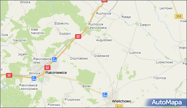 mapa Gradowice, Gradowice na mapie Targeo
