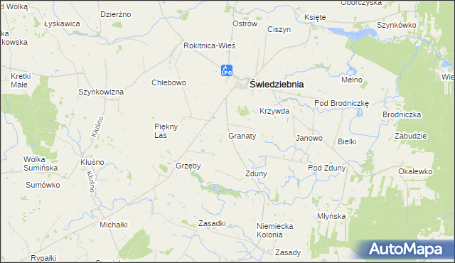 mapa Granaty, Granaty na mapie Targeo