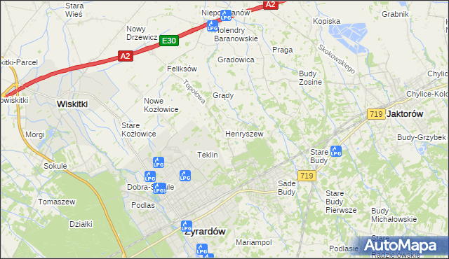 mapa Henryszew, Henryszew na mapie Targeo