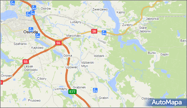 mapa Idzbark, Idzbark na mapie Targeo