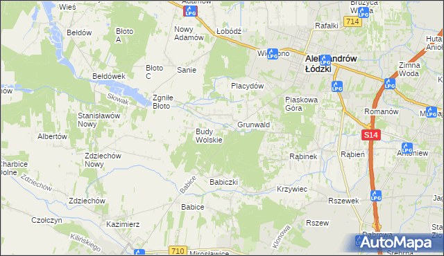 mapa Izabelin gmina Aleksandrów Łódzki, Izabelin gmina Aleksandrów Łódzki na mapie Targeo