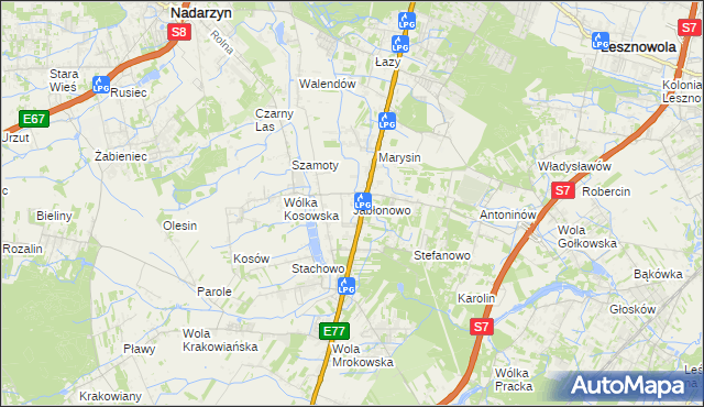 mapa Jabłonowo gmina Lesznowola, Jabłonowo gmina Lesznowola na mapie Targeo