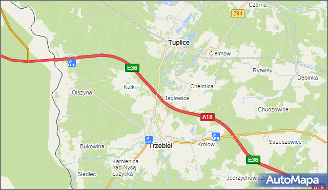 mapa Jagłowice, Jagłowice na mapie Targeo