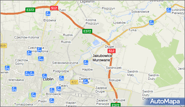 mapa Jakubowice Murowane, Jakubowice Murowane na mapie Targeo