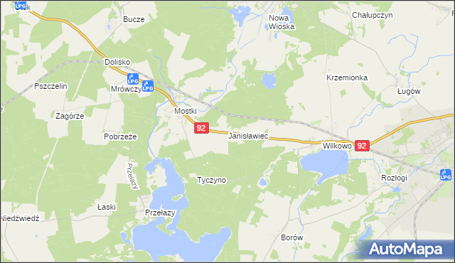 mapa Janisławiec, Janisławiec na mapie Targeo