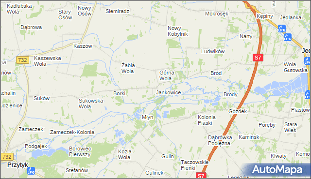 mapa Jankowice gmina Jedlińsk, Jankowice gmina Jedlińsk na mapie Targeo