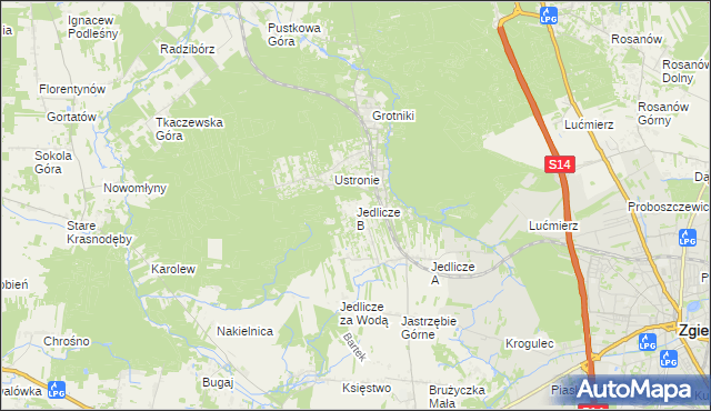 mapa Jedlicze B, Jedlicze B na mapie Targeo