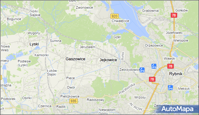 mapa Jejkowice, Jejkowice na mapie Targeo