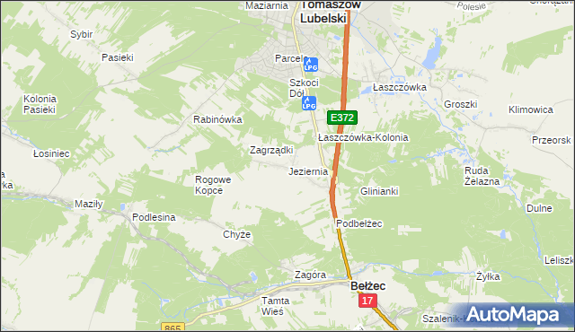 mapa Jeziernia, Jeziernia na mapie Targeo