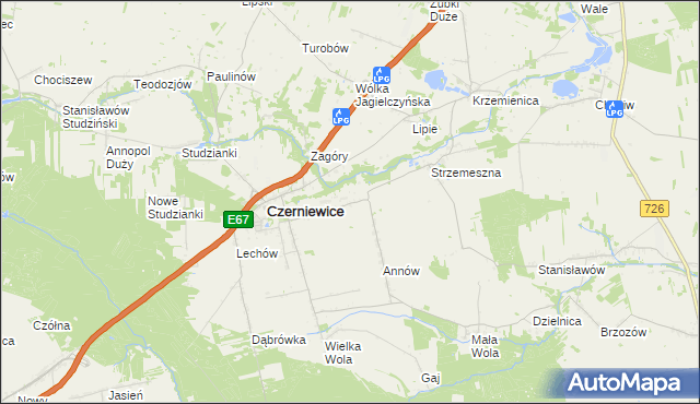 mapa Józefów gmina Czerniewice, Józefów gmina Czerniewice na mapie Targeo