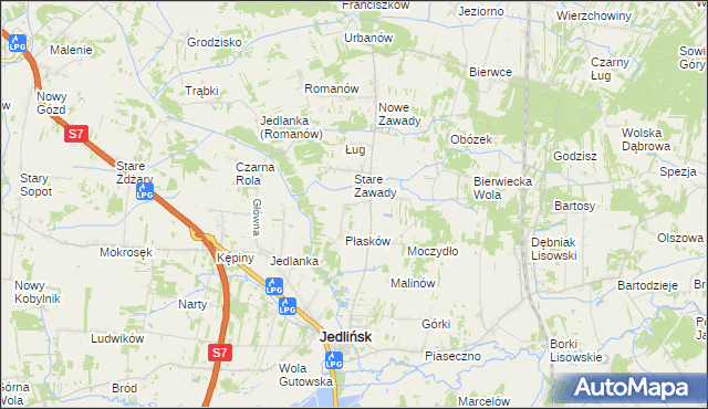 mapa Józefów gmina Jedlińsk, Józefów gmina Jedlińsk na mapie Targeo
