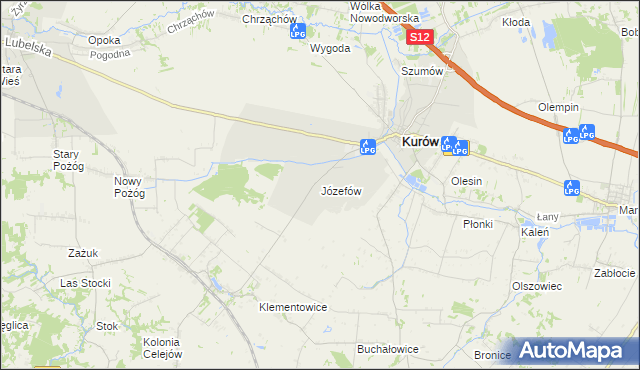 mapa Józefów gmina Kurów, Józefów gmina Kurów na mapie Targeo