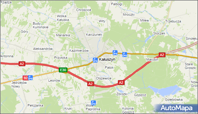 mapa Kałuszyn powiat miński, Kałuszyn powiat miński na mapie Targeo