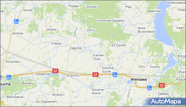 mapa Kamień Duży gmina Wieniawa, Kamień Duży gmina Wieniawa na mapie Targeo