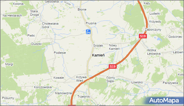 mapa Kamień powiat rzeszowski, Kamień powiat rzeszowski na mapie Targeo