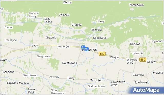 mapa Kampinos, Kampinos na mapie Targeo