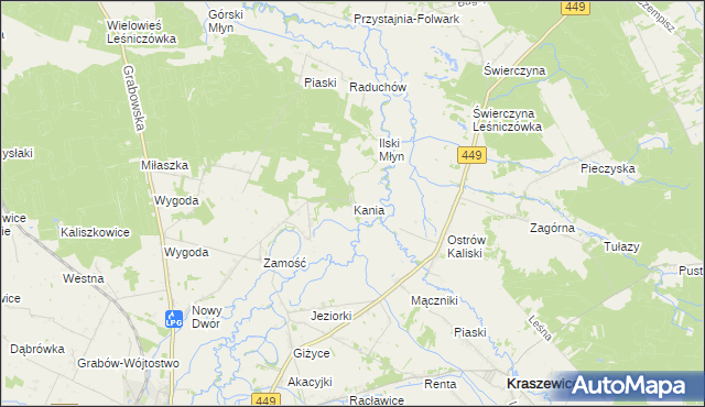 mapa Kania gmina Sieroszewice, Kania gmina Sieroszewice na mapie Targeo