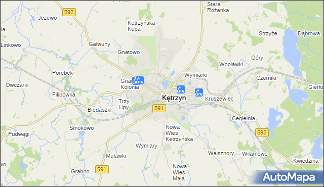 mapa Kętrzyn, Kętrzyn na mapie Targeo