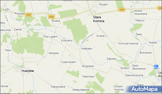 mapa Kiełbaski, Kiełbaski na mapie Targeo