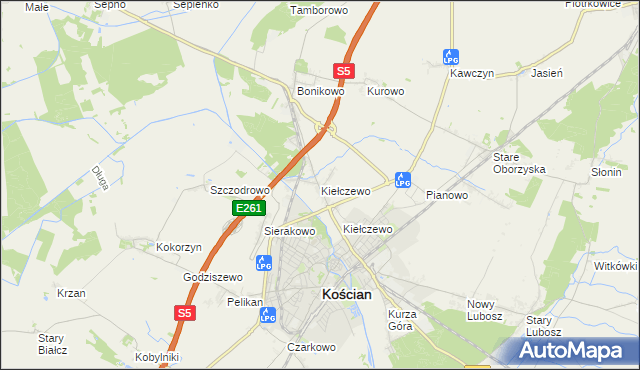 mapa Kiełczewo, Kiełczewo na mapie Targeo