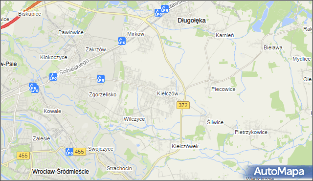 mapa Kiełczów, Kiełczów na mapie Targeo