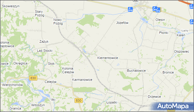 mapa Klementowice, Klementowice na mapie Targeo