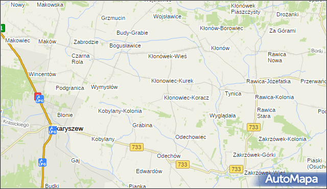 mapa Kłonowiec-Koracz, Kłonowiec-Koracz na mapie Targeo
