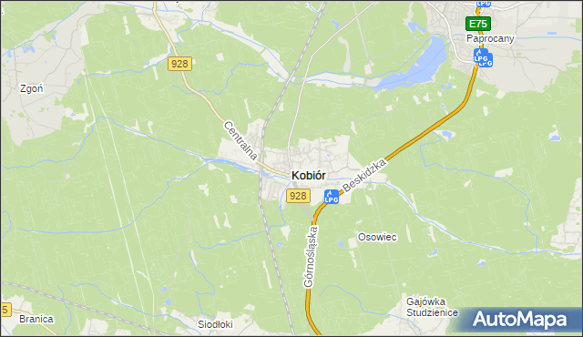 mapa Kobiór, Kobiór na mapie Targeo