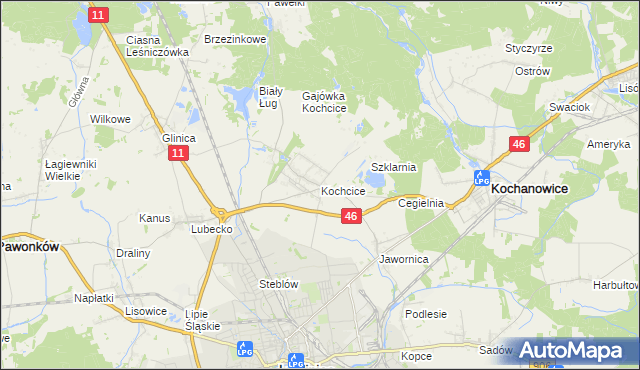 mapa Kochcice, Kochcice na mapie Targeo