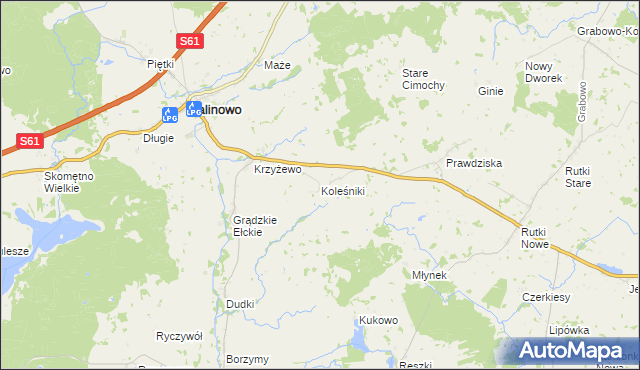 mapa Koleśniki gmina Kalinowo, Koleśniki gmina Kalinowo na mapie Targeo