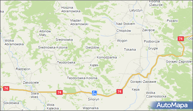 mapa Komodzianka, Komodzianka na mapie Targeo