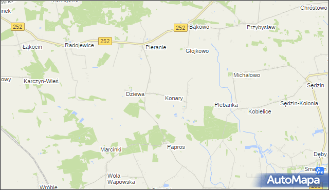 mapa Konary gmina Dąbrowa Biskupia, Konary gmina Dąbrowa Biskupia na mapie Targeo