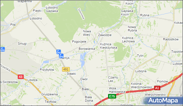 mapa Kopiec gmina Kłobuck, Kopiec gmina Kłobuck na mapie Targeo