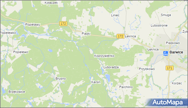 mapa Koprzywienko, Koprzywienko na mapie Targeo