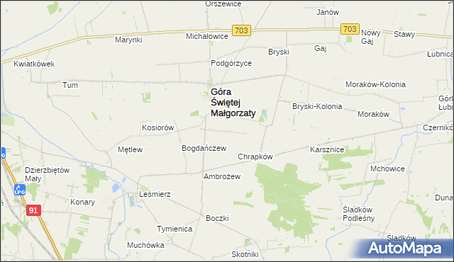 mapa Kosin gmina Góra Świętej Małgorzaty, Kosin gmina Góra Świętej Małgorzaty na mapie Targeo