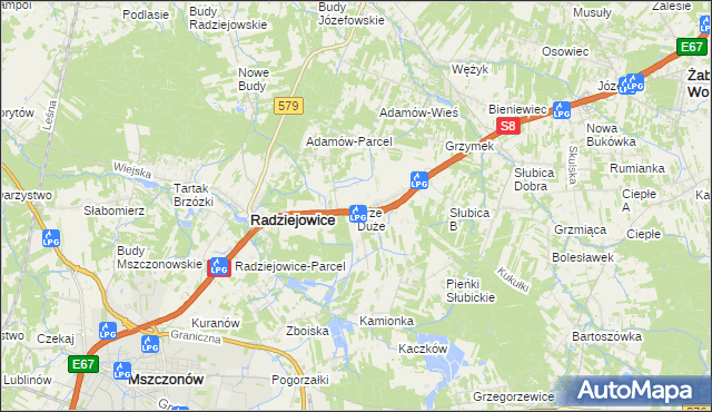 mapa Krze Duże, Krze Duże na mapie Targeo